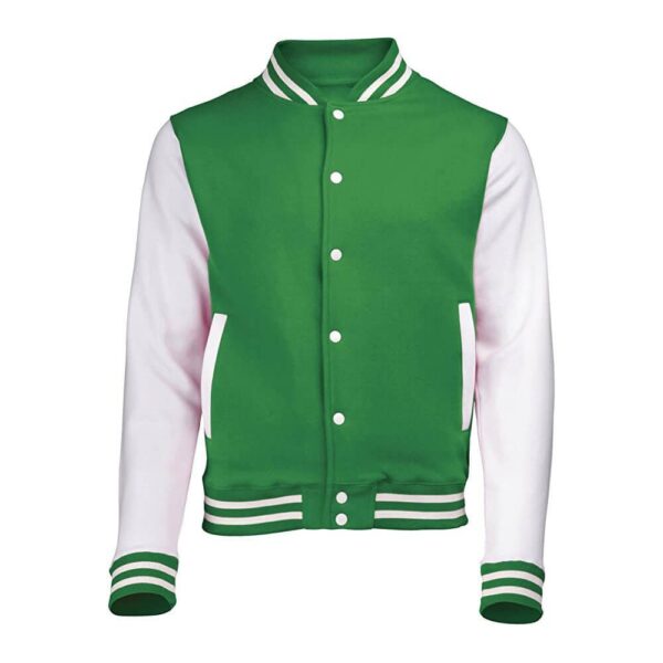 Green Color Varsity Jacket with White Sleeves