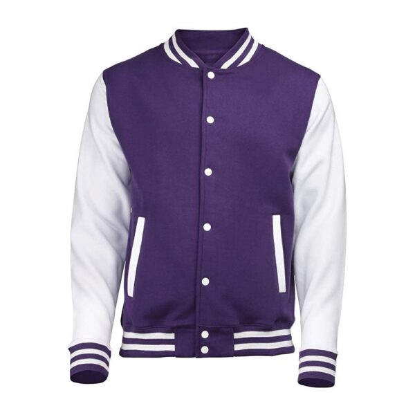 Purple Color Varsity Jacket with White Sleeves
