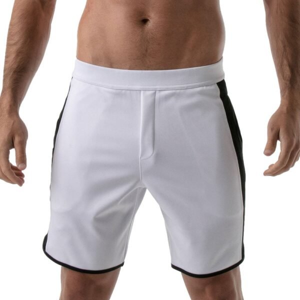 model wearing white color shorts
